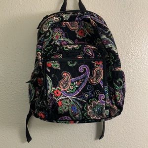 Vera Bradley Campus Backpack in Black Paisley